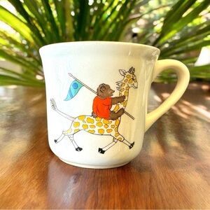 VINTAGE Circus-Themed Mug - Bear on Giraffe & Clown with Drum